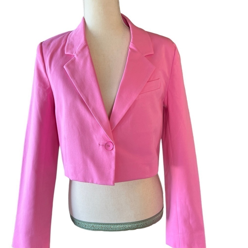 Derek Lam 10 Crosby cropped single breasted blazer pink size M barbiecore - Picture 2 of 10